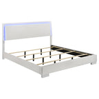 Coaster Home Furnishings Felicity Contemporary Leatherette Upholstered Eastern King Size LED Panel Bed Frame 49-inch Headboard White High Gloss 203500KE