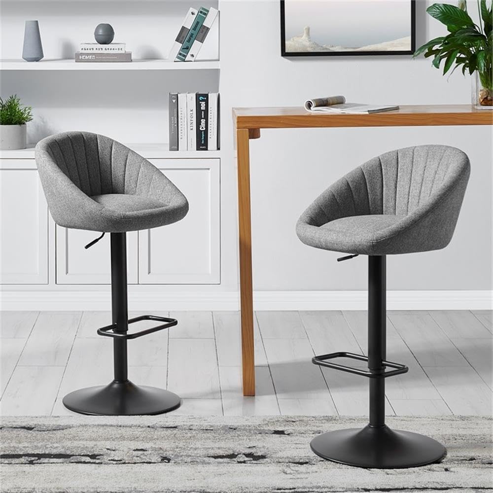 New Pacific Direct Watson 34&quot; Fabric Gaslift Bar Stool in Strata Gray