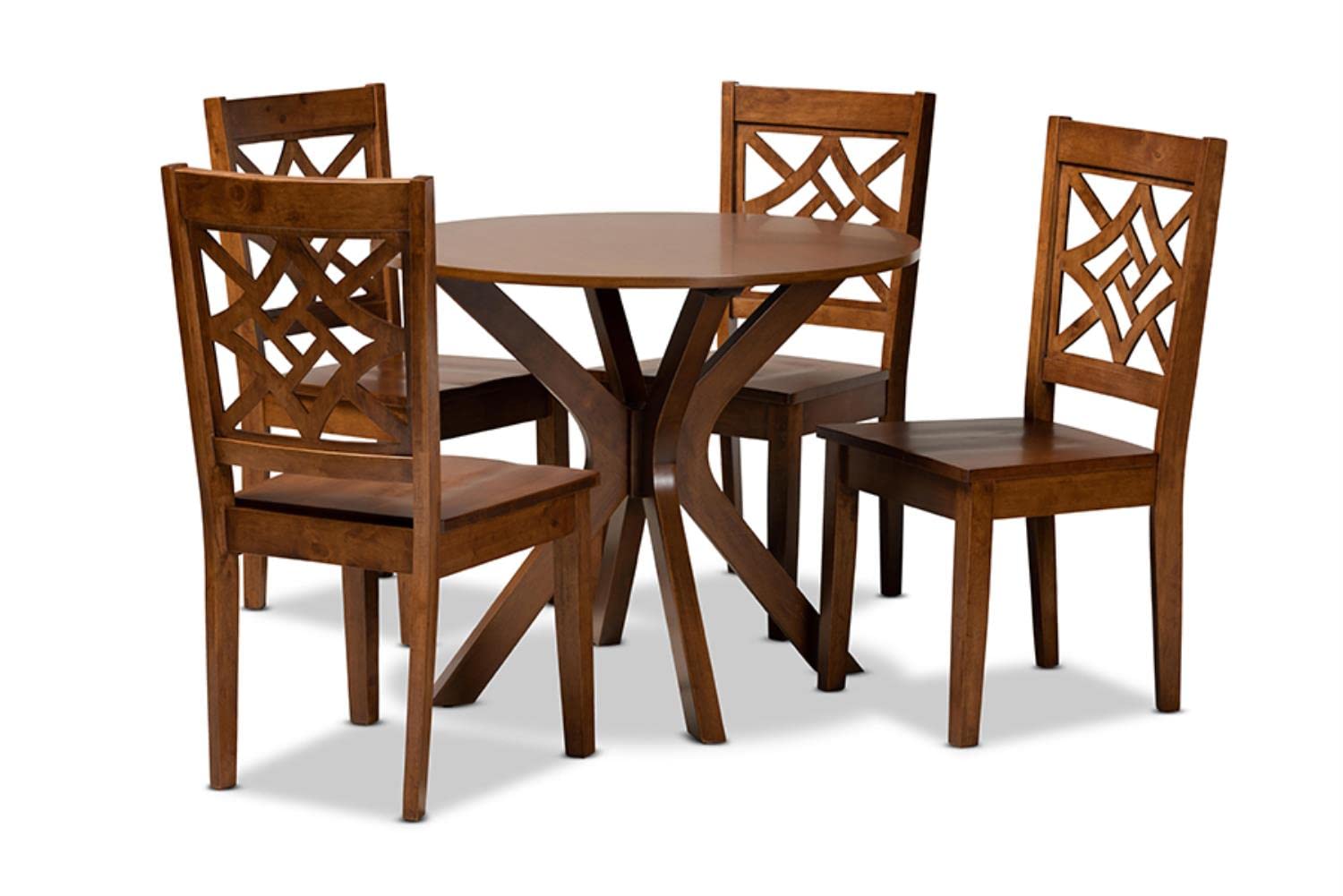 Baxton Studio Miela Modern and Contemporary Walnut Brown Finished Wood 5-Piece Dining Set