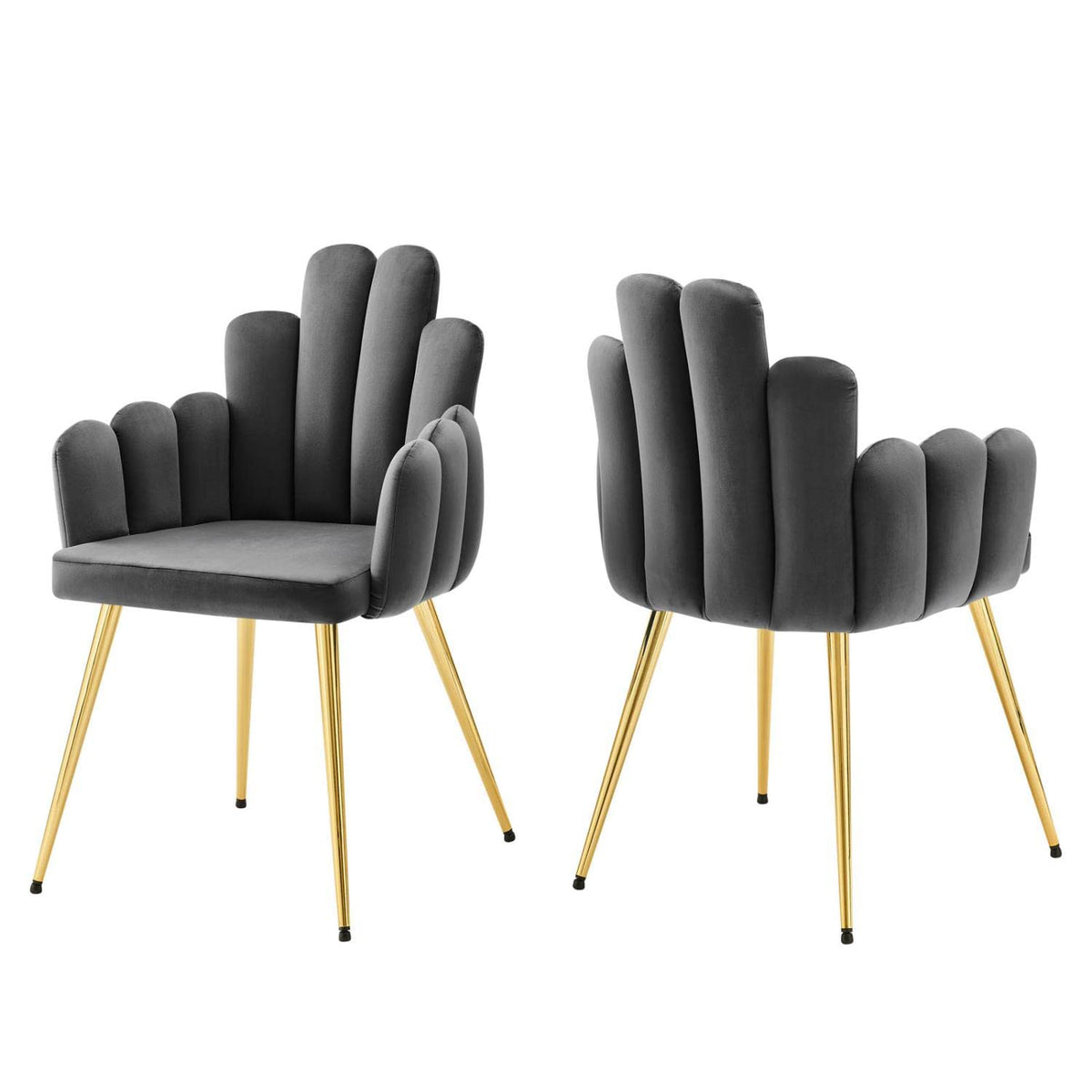 Viceroy Performance Velvet Dining Chair Set Of 2, Gold Gray