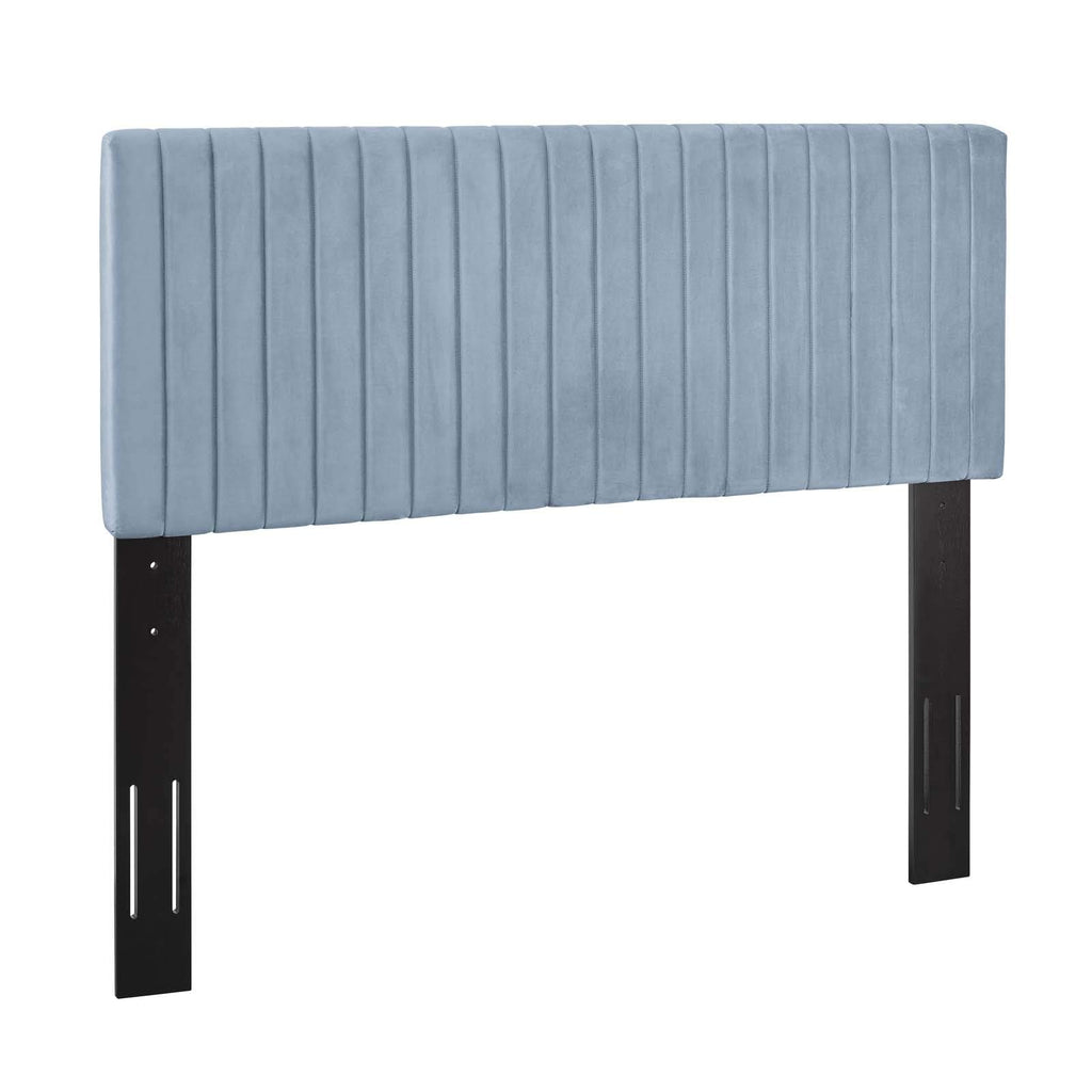 Modway Keira Channel Tufted Performance Velvet Upholstered Full / Queen Headboard In Light Blue