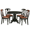 East West Furniture SHKE5-BLK-LC 5 Piece Modern Dining Table Set Includes a Round Kitchen Table with Pedestal and 4 Faux Leather Kitchen Dining Chairs, 42x42 Inch, Black