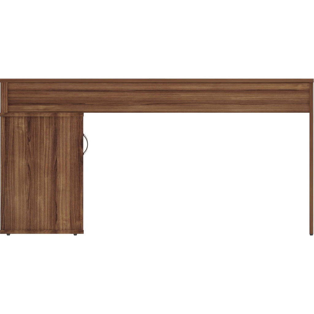 LYS L-Shape Workstation with Cabinet, Walnut