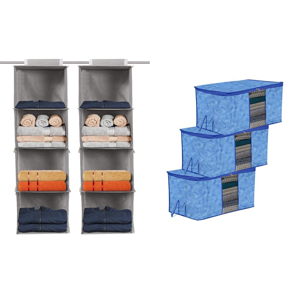 Kuber 4 Shelf Closet Hanging Organizer | Underbed Storage Bag