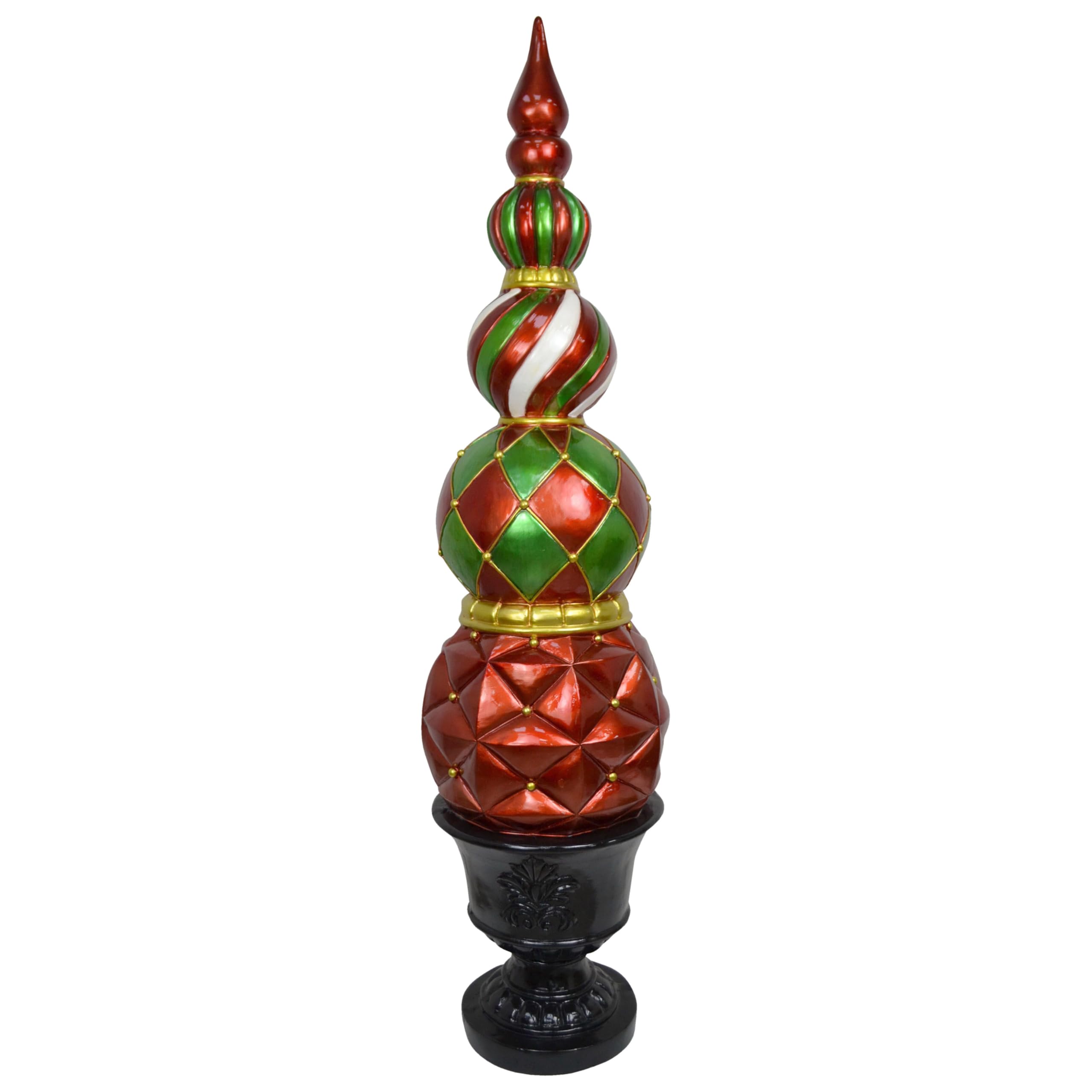 Fraser Hill Farm 4-Ft. Christmas Topiary Decoration In Resin Urn, Weather Resistant Christmas Decor For Outdoor And Indoor Use, Porch, Stairway, Fireplace