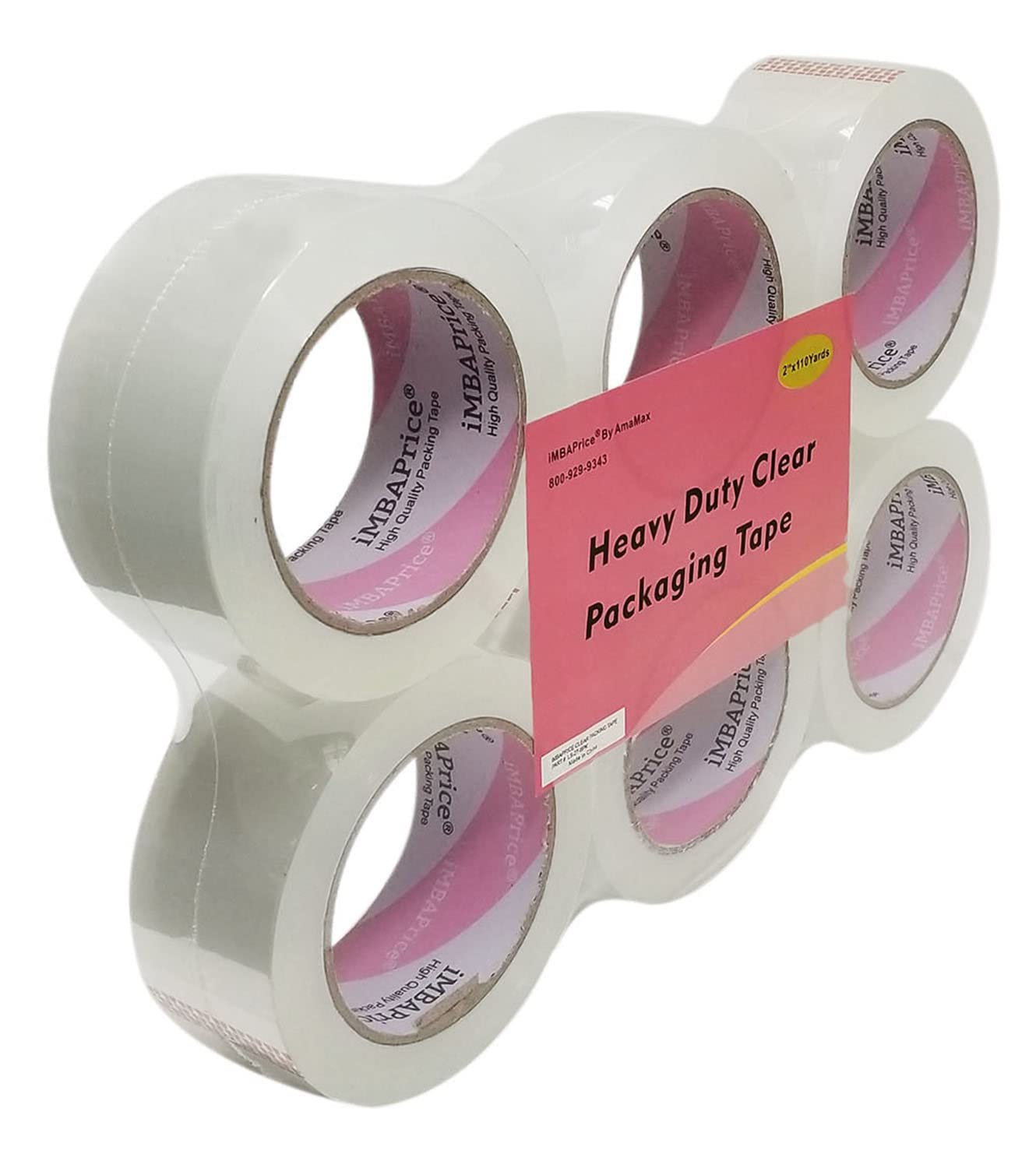 Imbaprice 2-Inches Clear Sealing Tape, 6 Rolls Of 110 Yards (6 X 330 Feet) 2' Wide Shipping Tape For Box Office Moving Packagin
