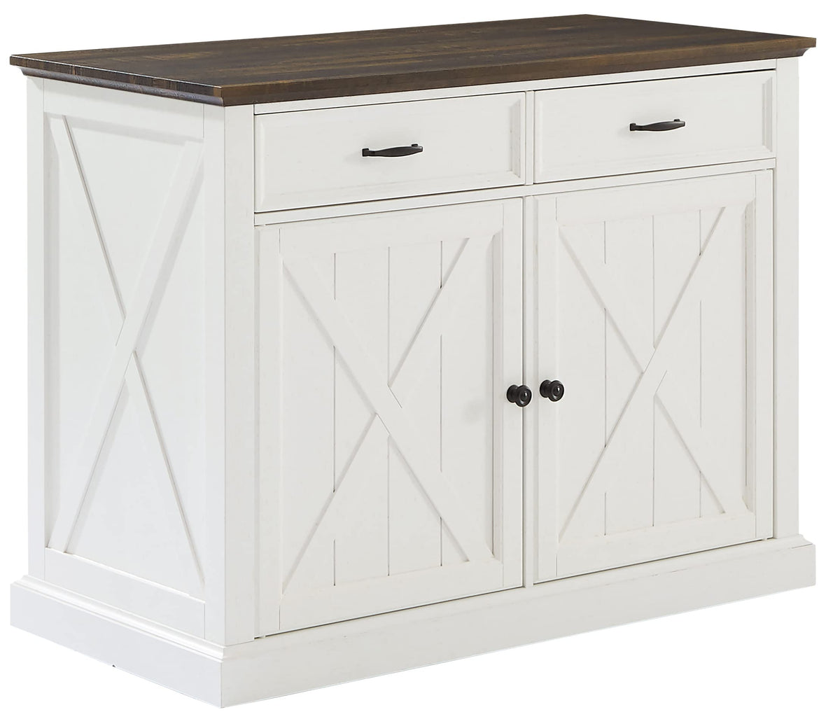 Crosley Furniture Clifton Kitchen Island with Storage Drawers and Shelves, Microwave Stand, Coffee Bar, Distressed White/Black