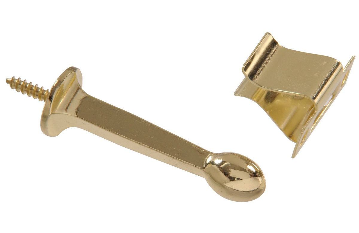 Hardware Essentials By Hillman 852343 Rigid Door Stops With Holder Brass, White, 1 Count (Pack Of 1)