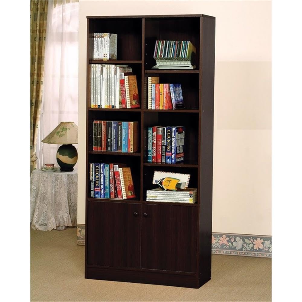 Acme Verden Bookcase with 2 Doors in Espresso