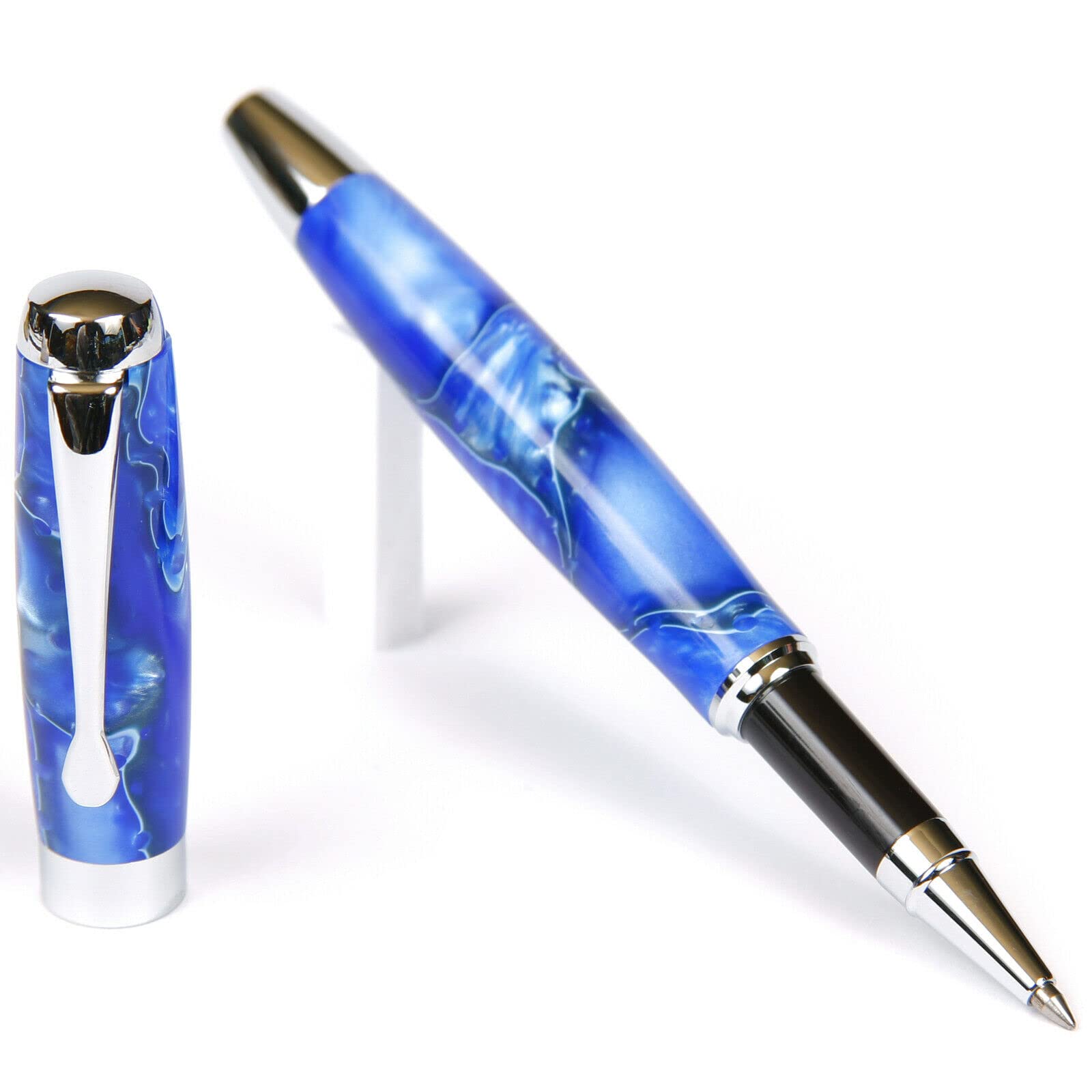 Tuscany Rollerball Pen - Blue & Pearl Marbleized Gloss Body