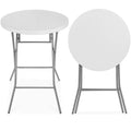 Best Choice Products 32In Bar Height Folding Table, Round Indoor Outdoor Accessory For Patio, Backyard, Dining Room, Events W/Thick Table Top, Metal Frame, Locking Legs, 330Lb Weight Capacity - White