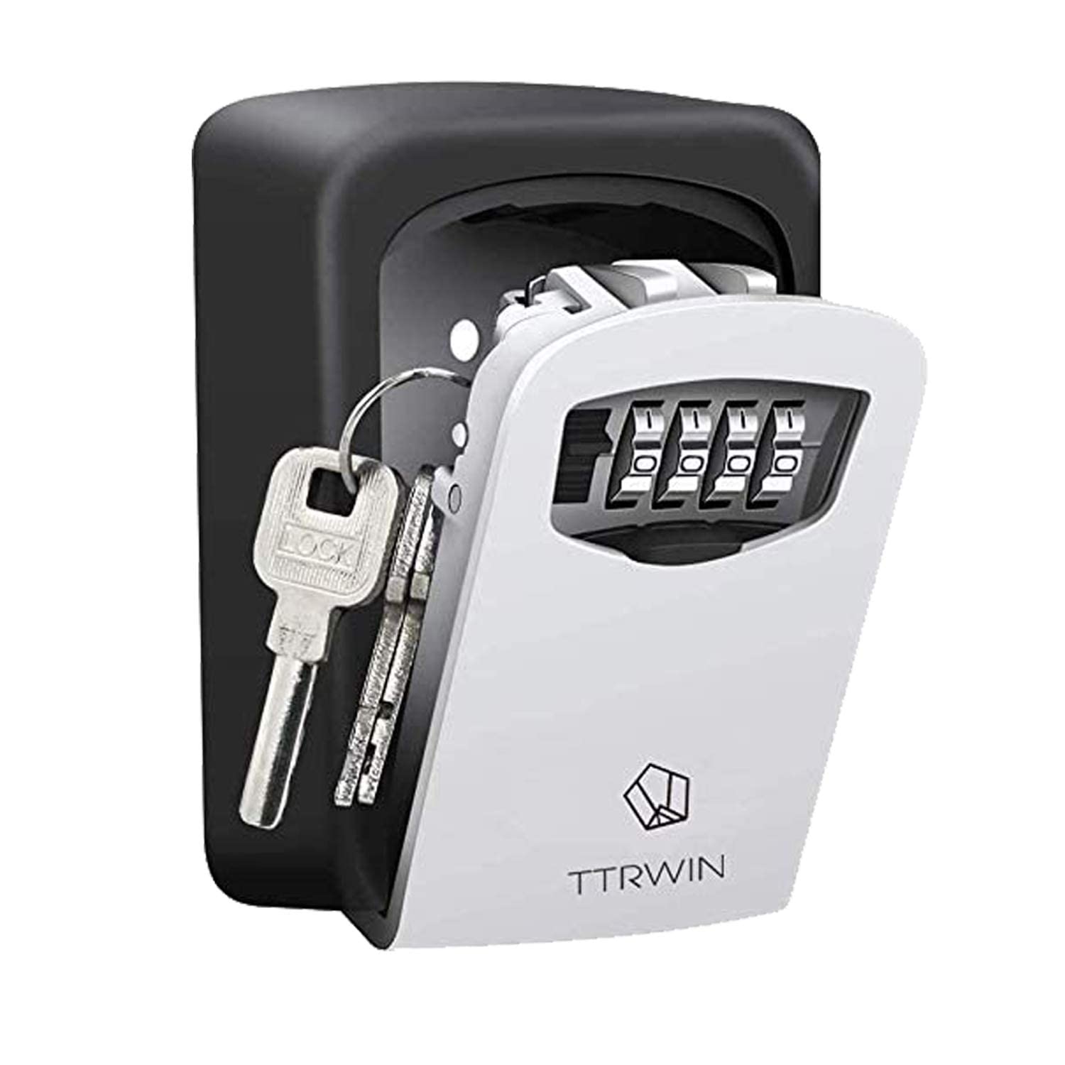 Ttrwin Key Lock Box, Wall Mounted Key Lock Box For Outside 4 Digit Zinc Alloy Spare Key Safe Box, Portable Weather Resistant Key
