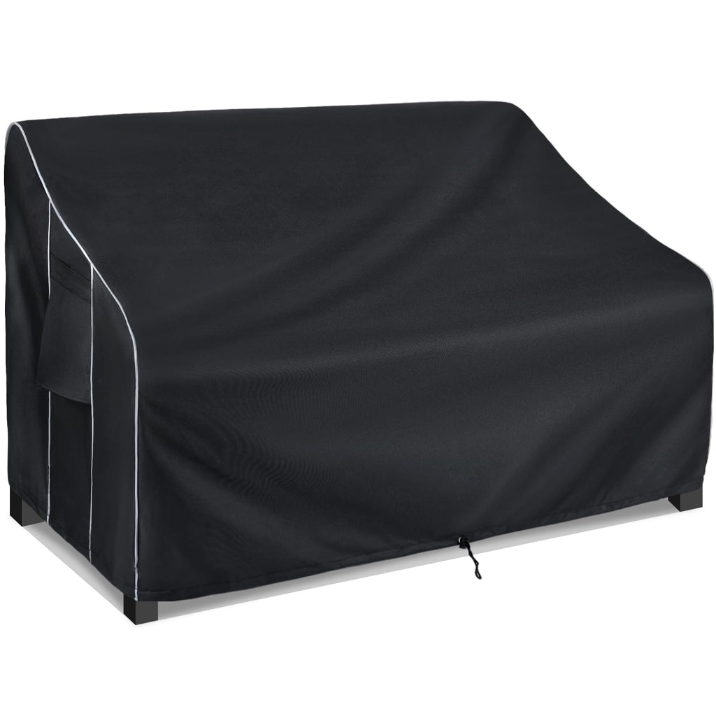 Forspark Patio Furniture Sofa Covers 85W X 37D X 35H 3-Seater Inch Outdoor Waterproof Couch Loveseat Bench Cover, Black