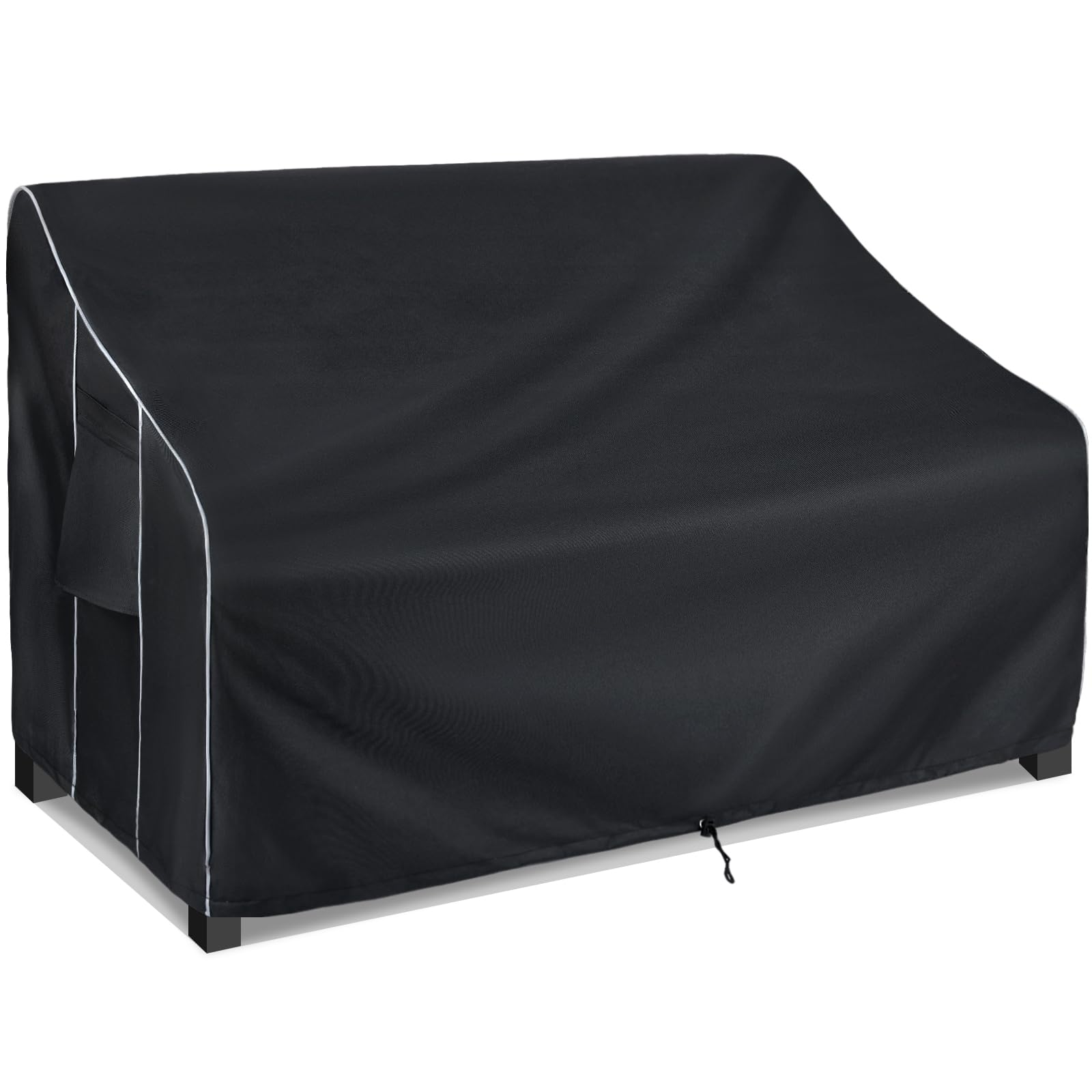 Forspark Patio Furniture Sofa Covers 85W X 37D X 35H 3-Seater Inch Outdoor Waterproof Couch Loveseat Bench Cover, Black