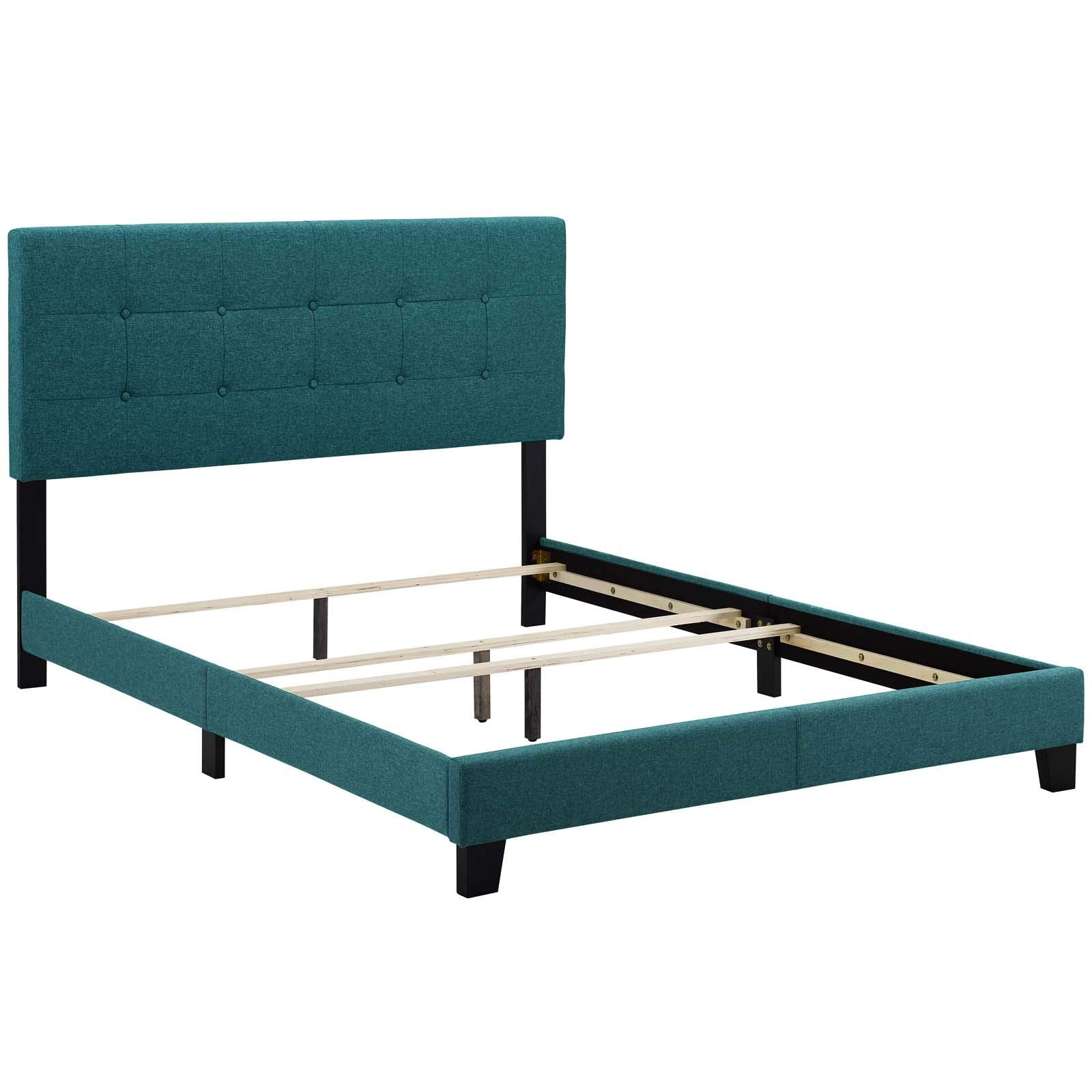 Modway Amira Tufted Fabric Upholstered Full Bed Frame With Headboard In Teal