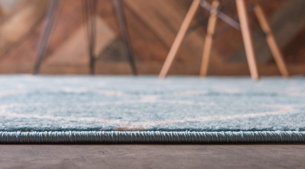 Unique Loom Trellis Frieze Collection Area Rug - Rounded (2' X 13' 1'' Runner, Light Blue/ Ivory)