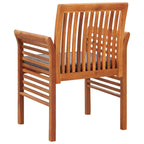 vidaXL – 2X Solid Acacia Wood Garden Dining Chairs with Dark Gray Cushions – Weather-Resistant Slatted Patio Furniture for Outdoor, Lawn, Backyard – Brown Frame: 25.1" x 23.6" x 35.4"