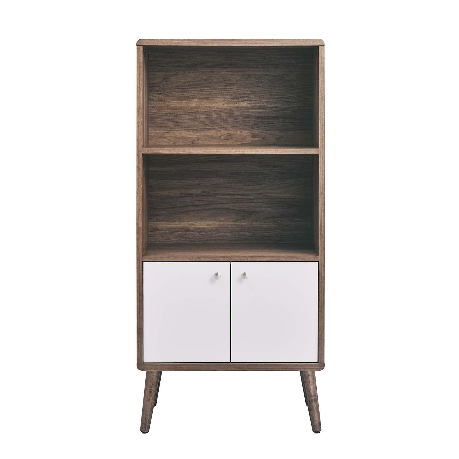 Modway EEI-6230-WAL-WHI Transmit Display Cabinet Bookshelf, Walnut White