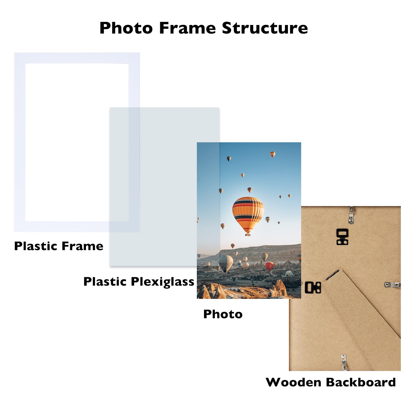 Jcjmy 7X10 Picture Frame Set Of 6 White For Wall Hanging Or Tabletop- Wall Mounting Horizontally Or Vertically, 7 X 10 Wall Gall