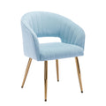 Home Office Chair Velvet Desk Chair Accent Armchair Upholstered Modern Tufted Chairs With Gold Legs For Girls Women Ergonomic Study Seat Computer Task Stools For Living Room(Blue)