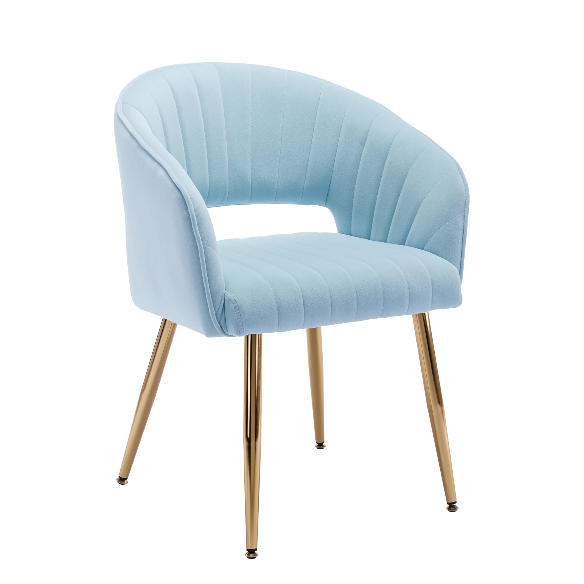 Home Office Chair Velvet Desk Chair Accent Armchair Upholstered Modern Tufted Chairs With Gold Legs For Girls Women Ergonomic Study Seat Computer Task Stools For Living Room(Blue)