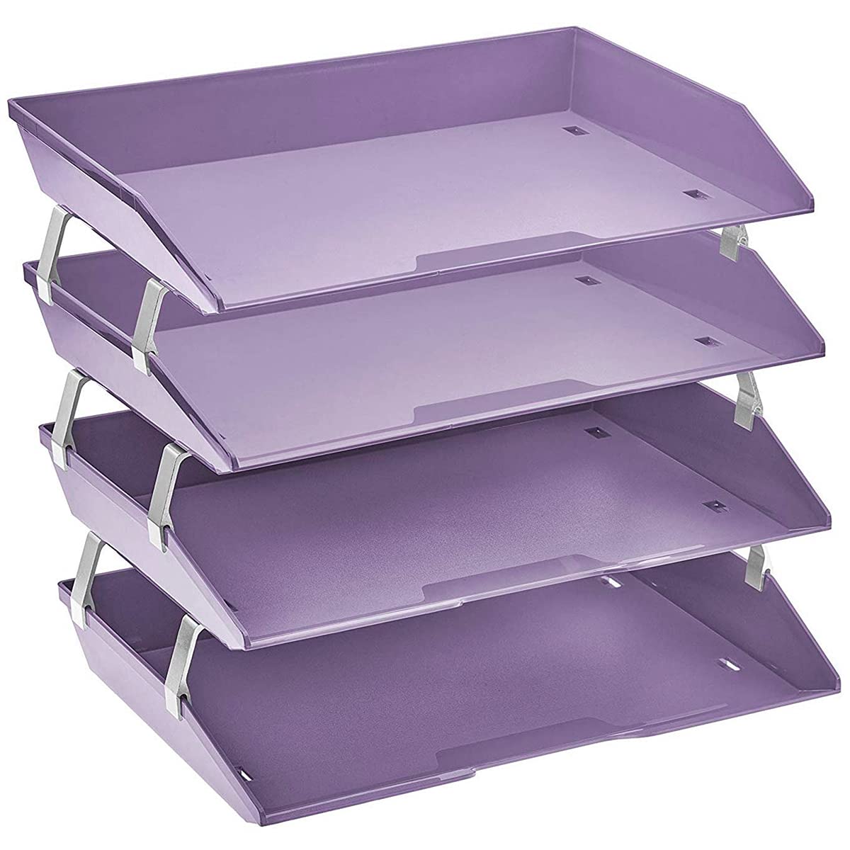 Acrimet Facility 4 Tier Letter Tray Side Load, Desktop File Organizer, Plastic (Solid Purple Color)