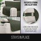 Sofa Shield Patented Chair Slipcover, Reversible Tear Resistant Soft Quilted Microfiber, 23” Seat Width, Durable Furniture Stain Protector With Straps, Washable Cover For Dogs, Kids, Hunter Green Sage