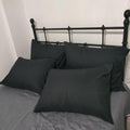 Premium Queen Pillowcases 4 Pack - Black Standard - Ultra Soft 1800 Thread Count Microfiber- Double Brushed - Allergies Free - W