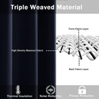 Jiuzhen Navy Blackout Curtains With Tiebacks - Thermal Insulated, Light Blocking And Noise Reducing Grommet Curtains For Bedroom And Living Room, Set Of 2 Window Curtain Panels, 70 X 63 Inch Length