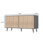 Sideboard Buffet Cabinet with Storage, 55" Kitchen Storage Cabinets with 4 Doors and Shelves (Dark Gray & Natural)
