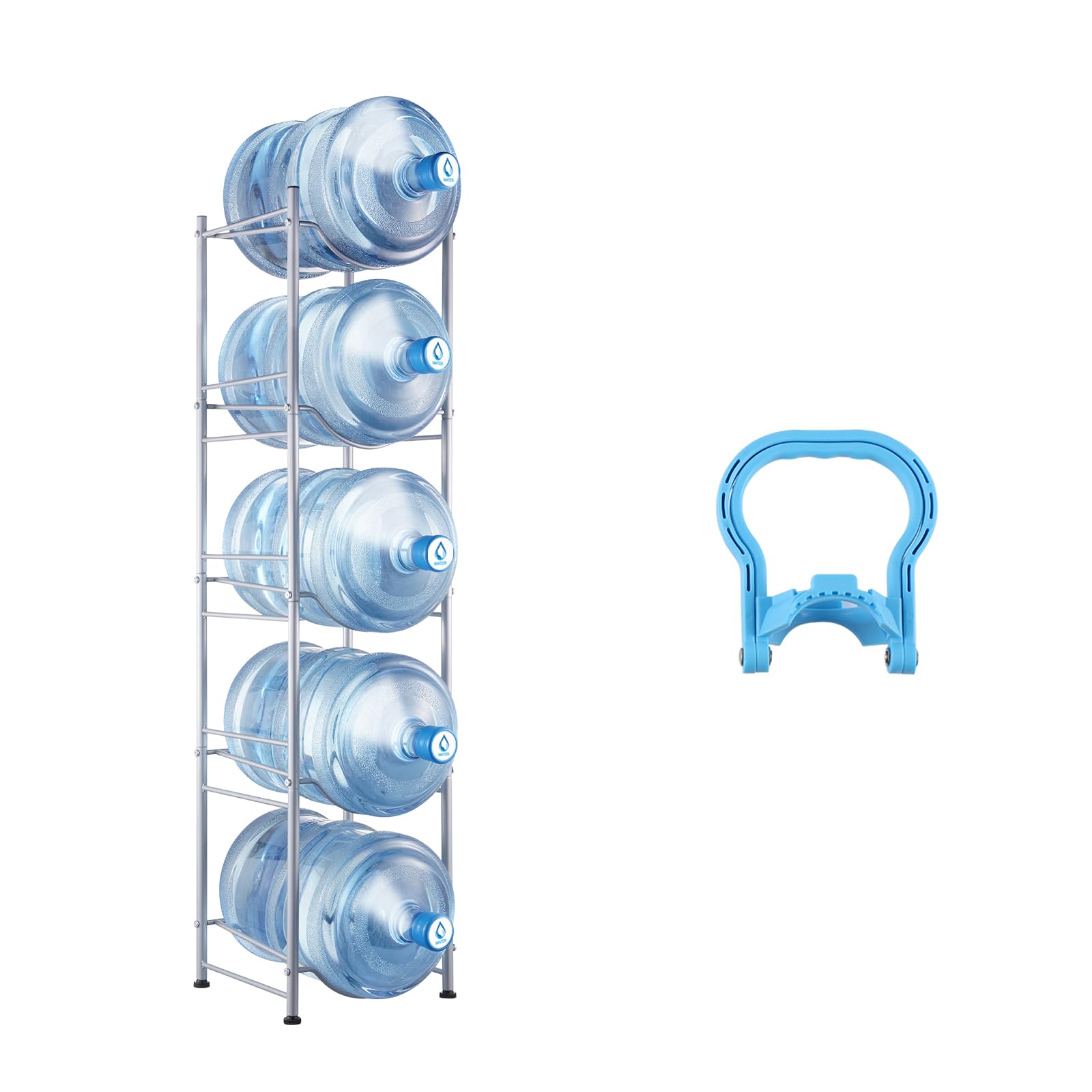 VEVOR 5 Gallon Water Jug Holder, 5 Tiers Water Bottle Holder, Heavy Duty Water Bottle Rack with 5 Slots, Detachable Water Jug St