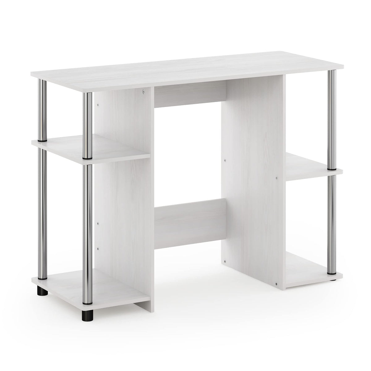 Furinno Jaya Computer Study Desk, White Oak/Stainless Steel