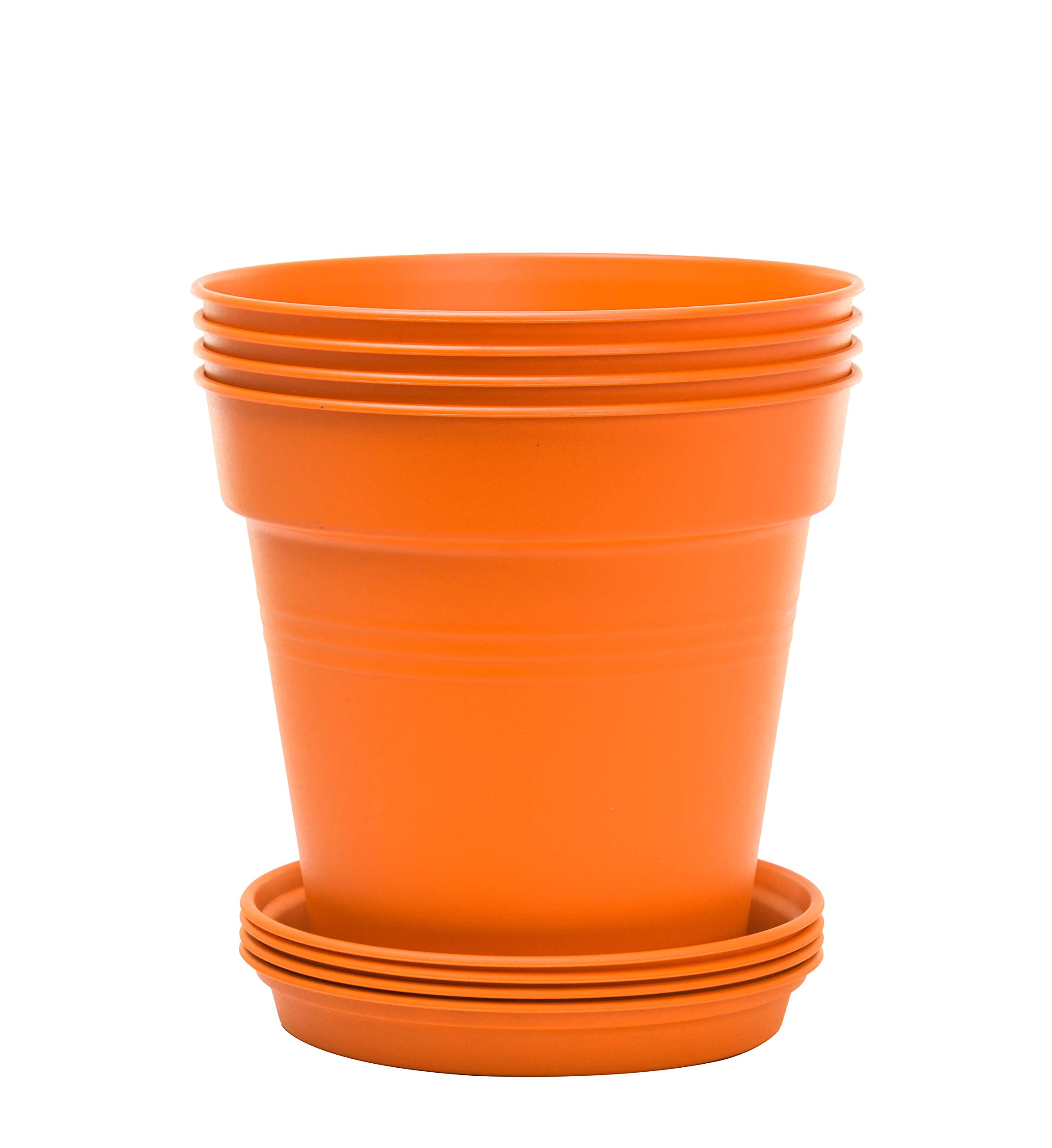 Mintra Home Garden Pots 4Pk (Orange, 17Cm Diameter (6.6In))
