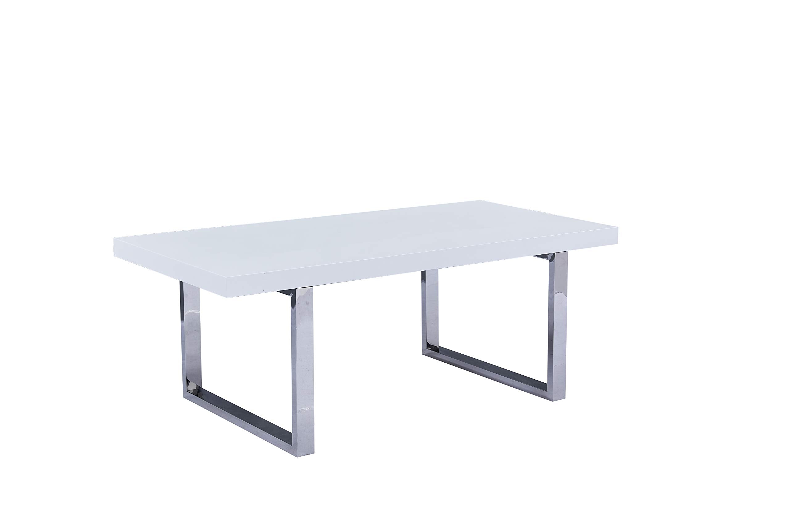 Best Master Furniture Babara Mid-Century Modern Lacquer Gloss Dining Table, White