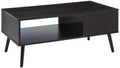Furinno Claude Mid Century Style Coffee Table with Wood Legs, Espresso Large Non-Lift Top