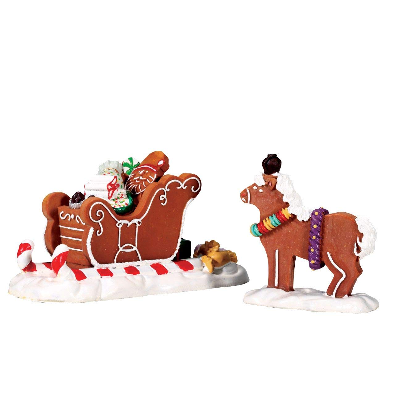 Lemax Santas Sleighride Porcelain Village Accessory Multicolor Resin 2.28 in. 2 pk