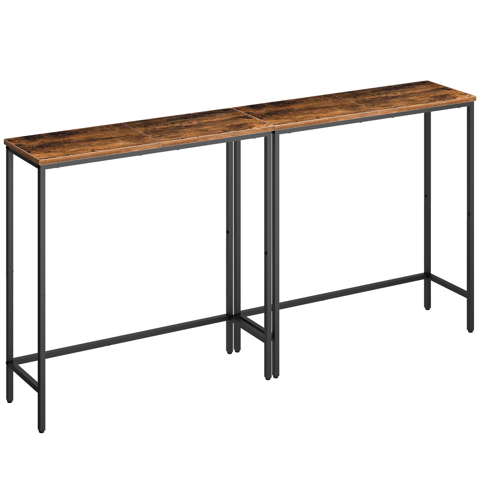 Hoobro 2 Pack Narrow Console Table, 29.5' Small Entryway Table, Thin Sofa Table, Side Table, Display Table, For Hallway, Bedroom, Living Room, Foyer, Rustic Brown And Black Bf75Xgp201