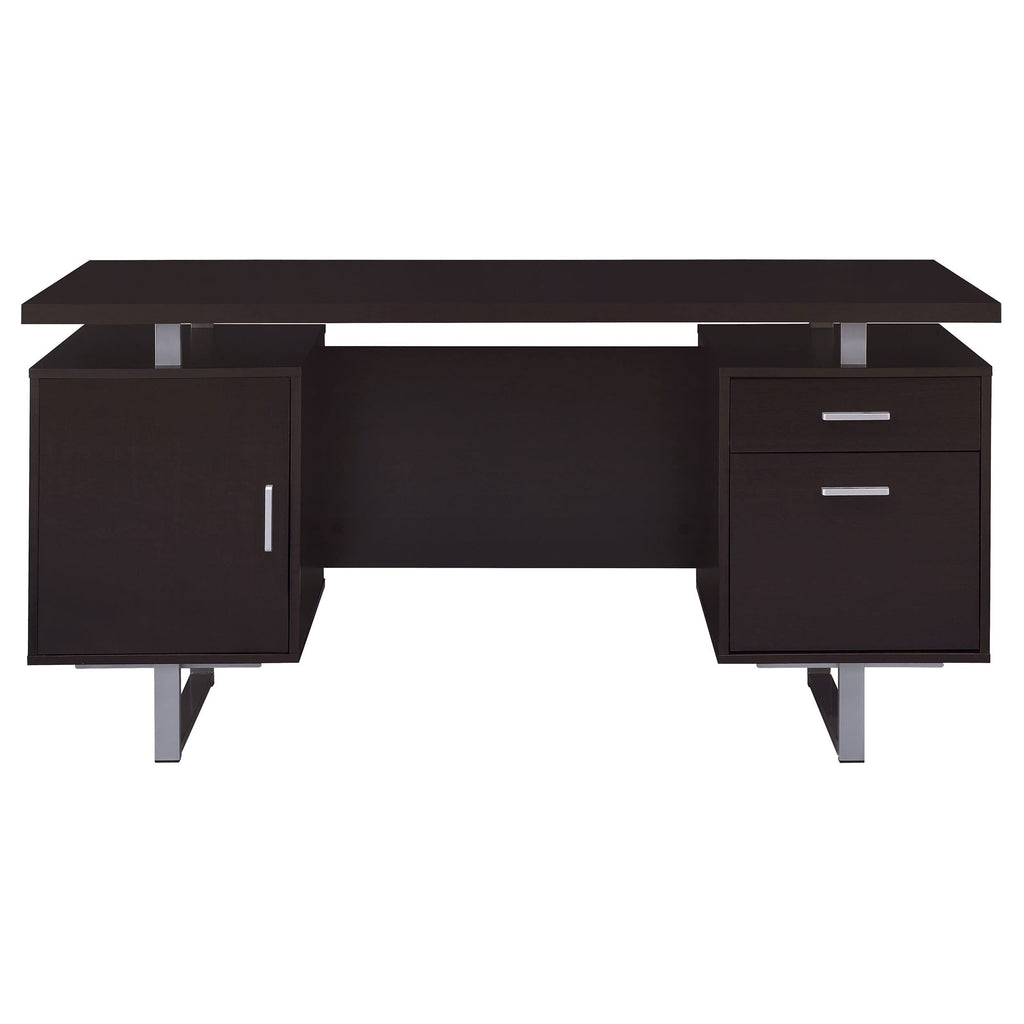 Coaster Furniture Lawtey Modern Contemporary 2 Drawer Home Office Writing Desk Storage File Cabinet Silver Metal Frame Cappuccino Brown 801521