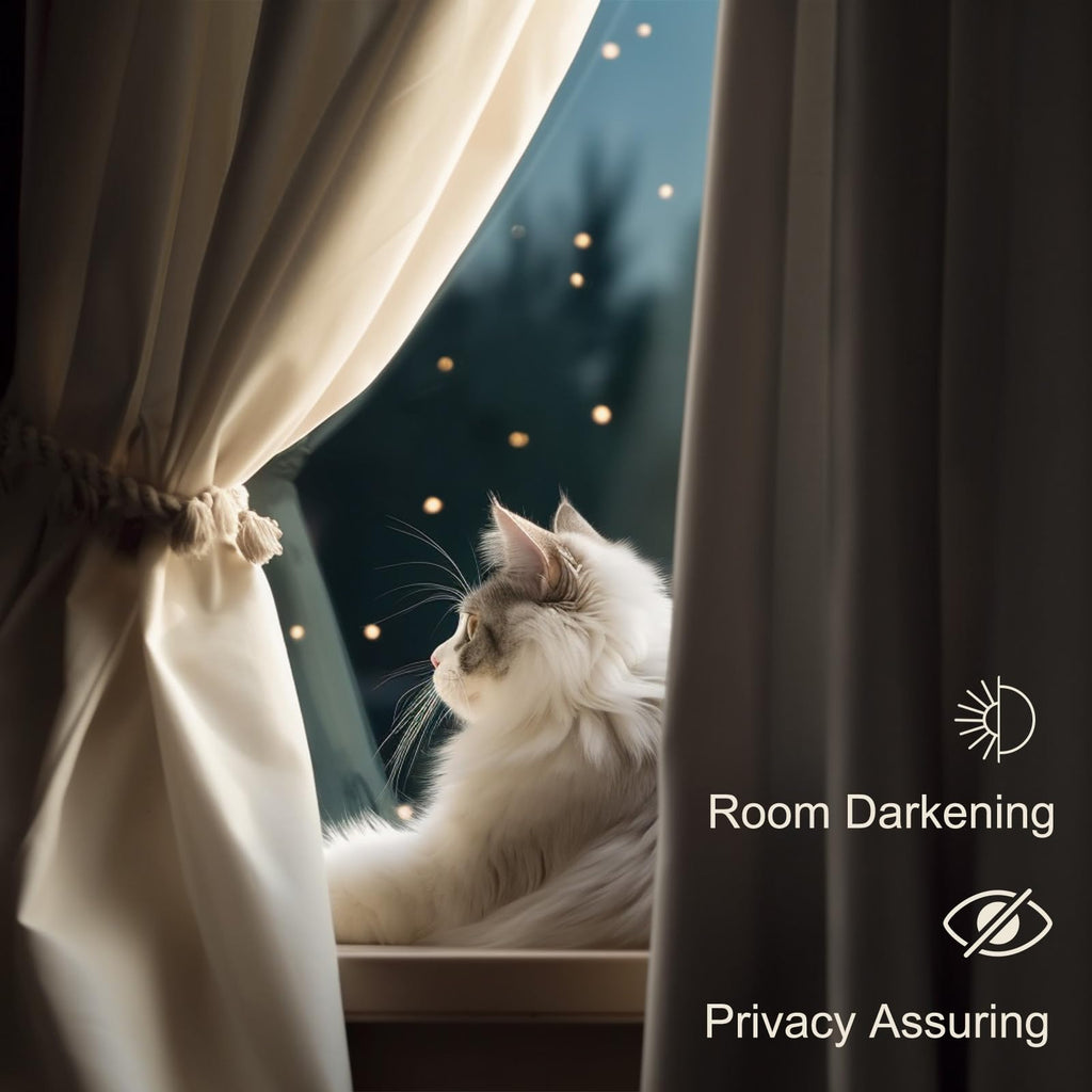 Lazzzy Velvet Curtains Beige Thermal Insulated Curtains 90 Inch Long Drapes For Bedroom Living Room Darkening Noise Reducing Soft Luxury Window Treatments Grommet Curtains 2 Panels Beige