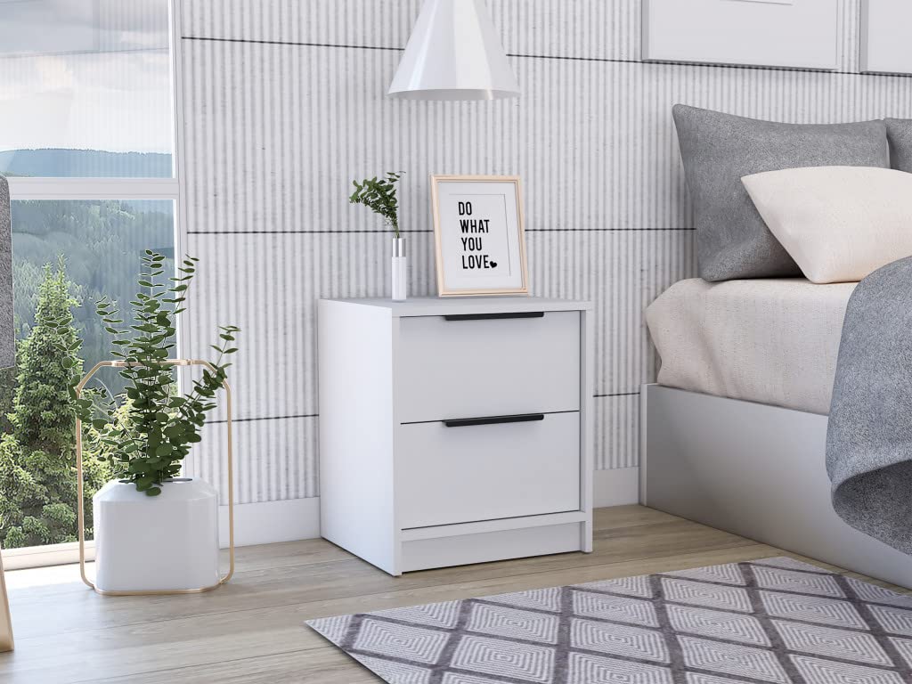 HomeRoots Stylish White Two Drawer Nightstand