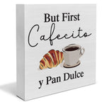 Country But First Cafecito Y Pan Dulce Wood Box Sign Decor Desk Sign Coffee Bar Wooden Box Block Sign Rustic Home Kitchen Shelf 