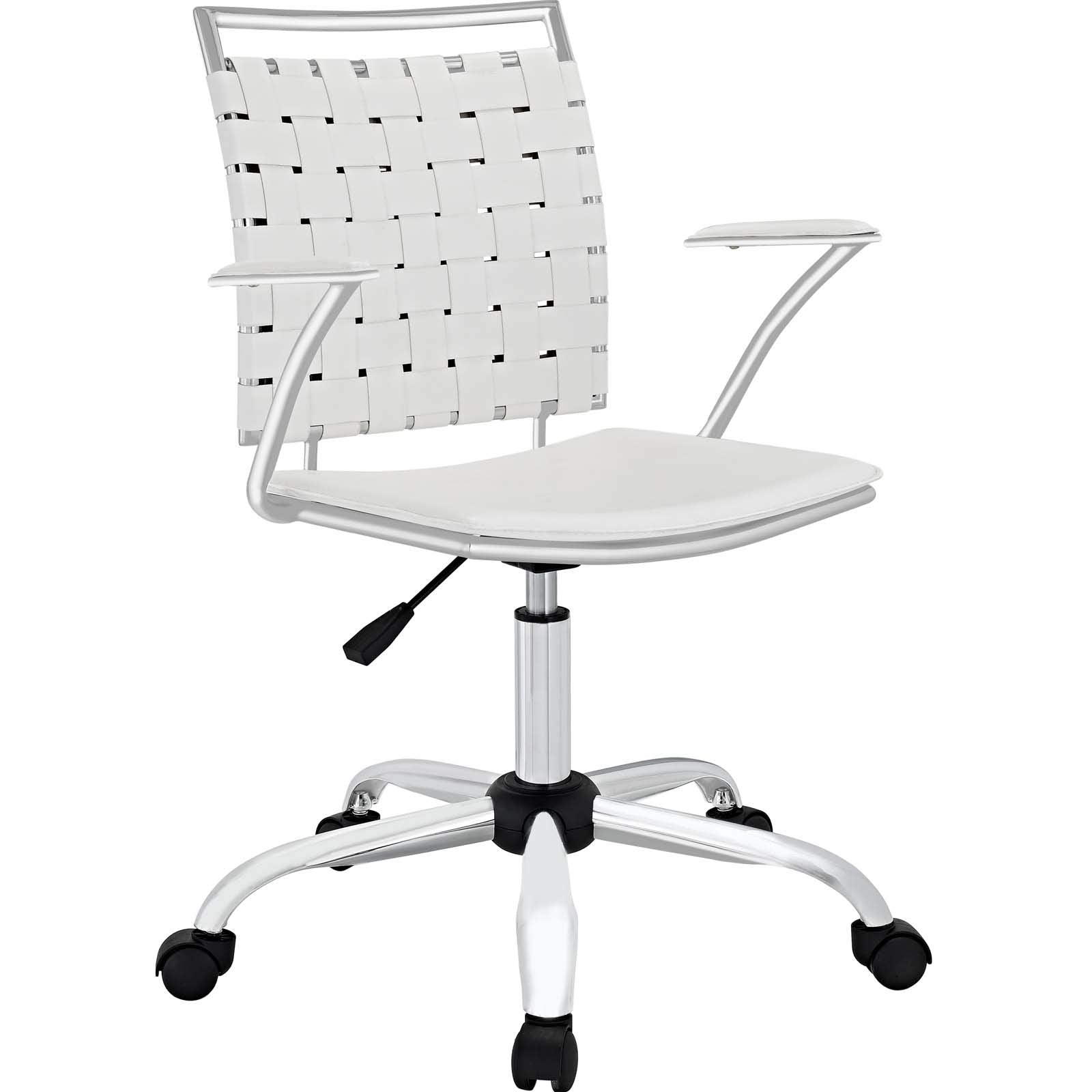 Modway Fuse Webbed Back Faux Leather Adjustable Office Chair in White