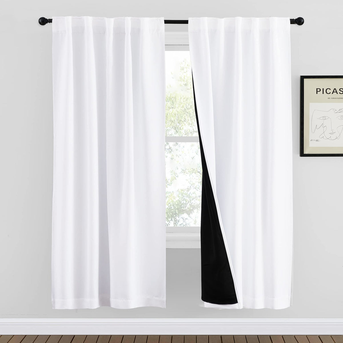 Nicetown 100% Blackout Window Curtains, Cold And Full Light Blocking Drapes With Black Liner For Nursery, 72 Inches Drop Thermal