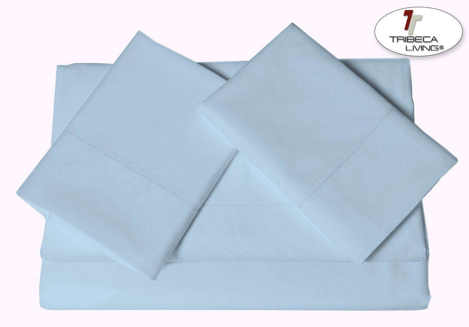 Tribeca Living Egyptian Cotton Sateen 800 Thread Count Hemstitched Deep Pocket Sheet Set, King, Blue