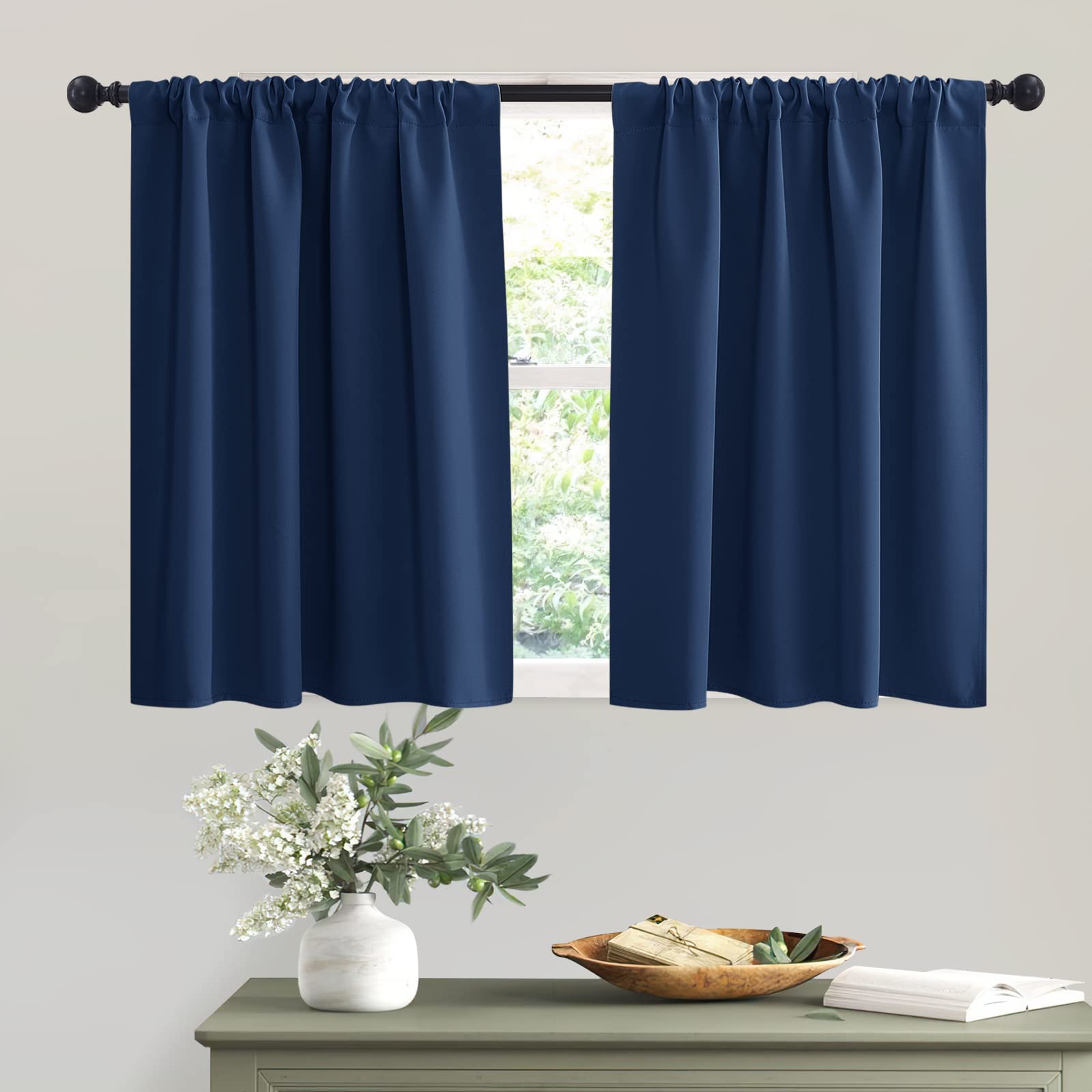 RYB HOME Blackout Curtains Small Window Decor Light Block Thermal Insulated Drapes for Bedroom Kitchen Cabinet Basement RV Curta