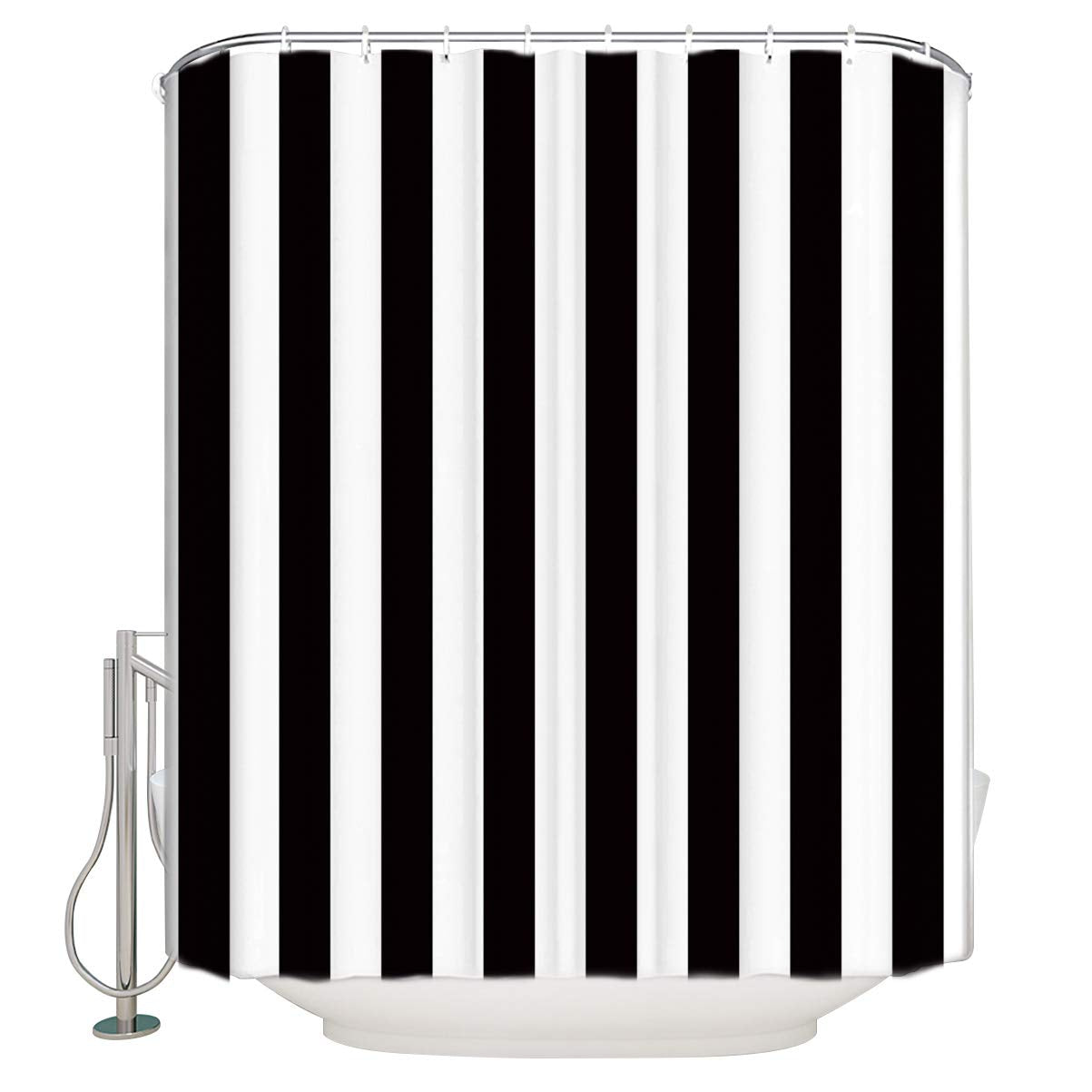 Vandarllin Extra Long Shower Curtain Fabric Shower Curtains Black And White Shower Curtain Striped 72X84 Inch