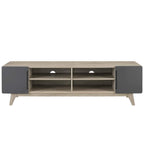 Modway Tread 70" Mid-Century Modern Media Console Entertainment Tv Stand In Natural Gray
