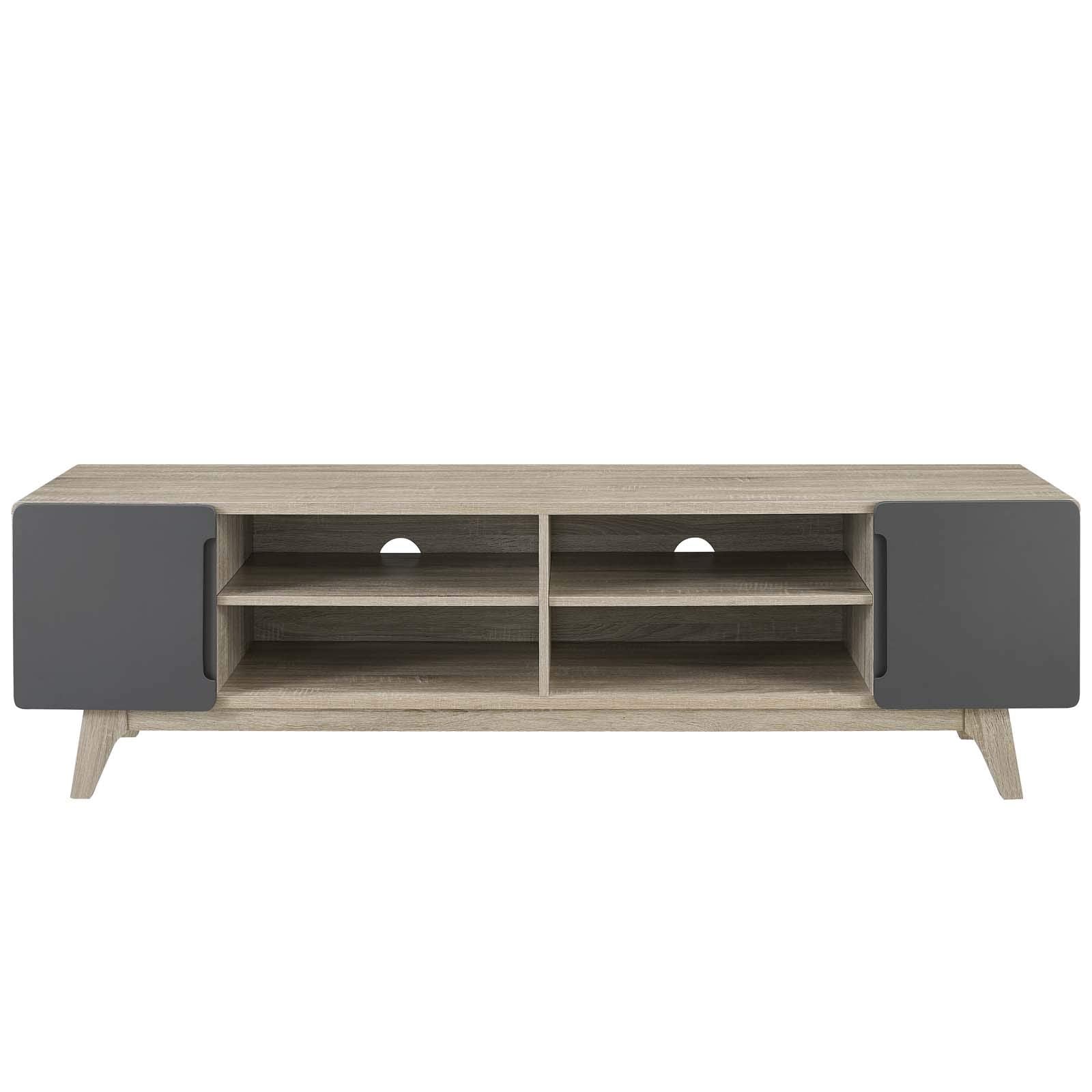 Modway Tread 70" Mid-Century Modern Media Console Entertainment Tv Stand In Natural Gray