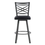 HomeRoots 26' Transitional Black Faux Leather Metal Cross Back Bar Stool