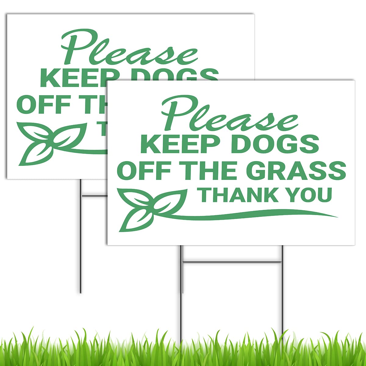 2 Pc Please Keep Off Grass Sign With Stake - 8 X 12 Coroplast No Pooping Dog Signs For Yard - Stay Off Grass Sign - Keep Dogs Of